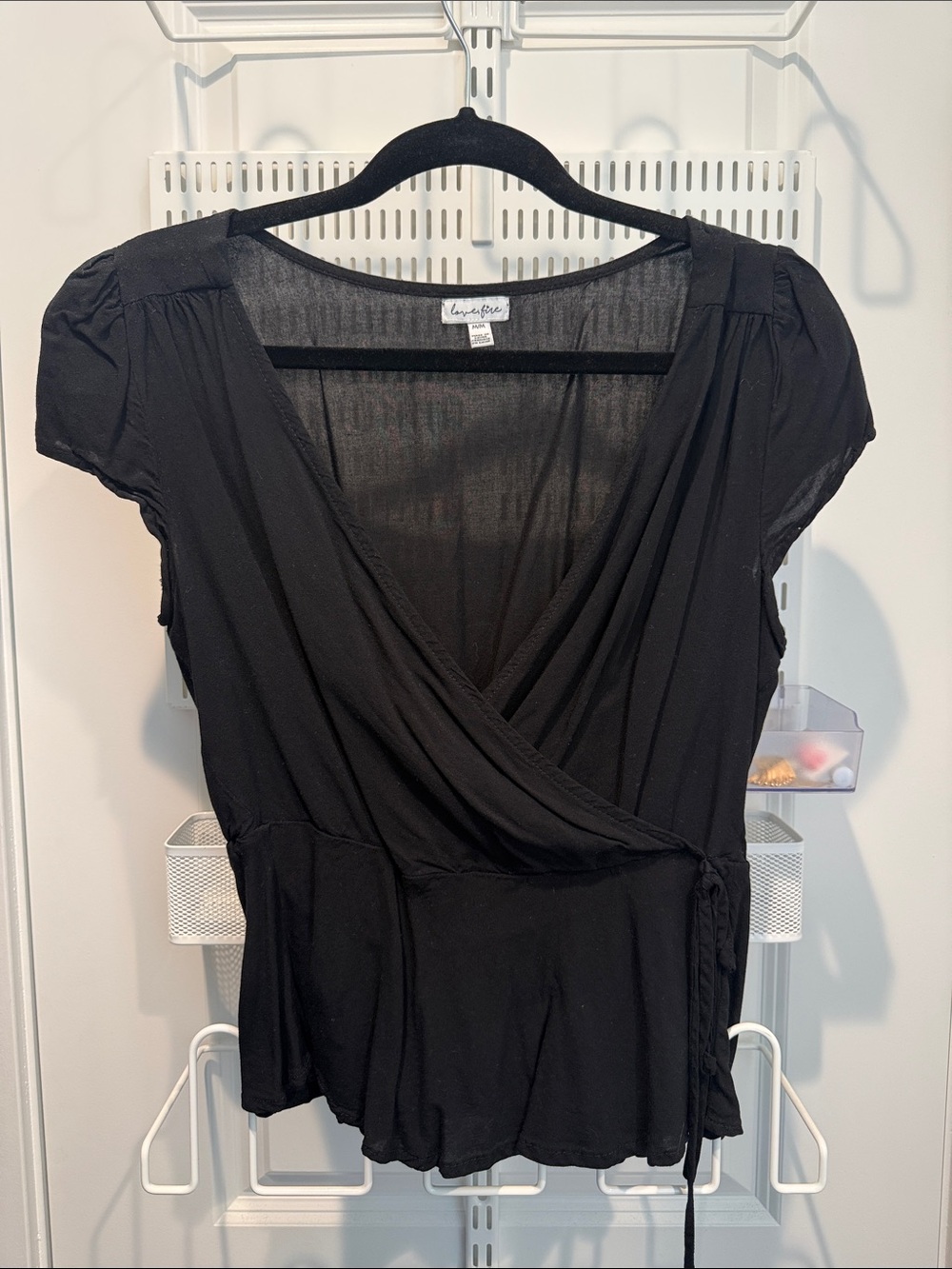 lovestitch Black Wrap Short Sleeve Top